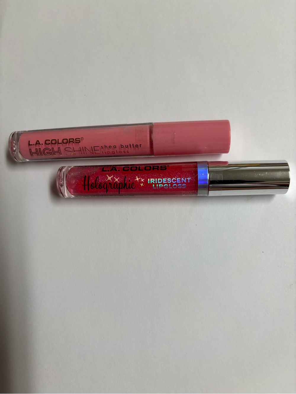 L.A. Colors Pink High Shine & Red Holographic Iridescent Lip Gloss Duo